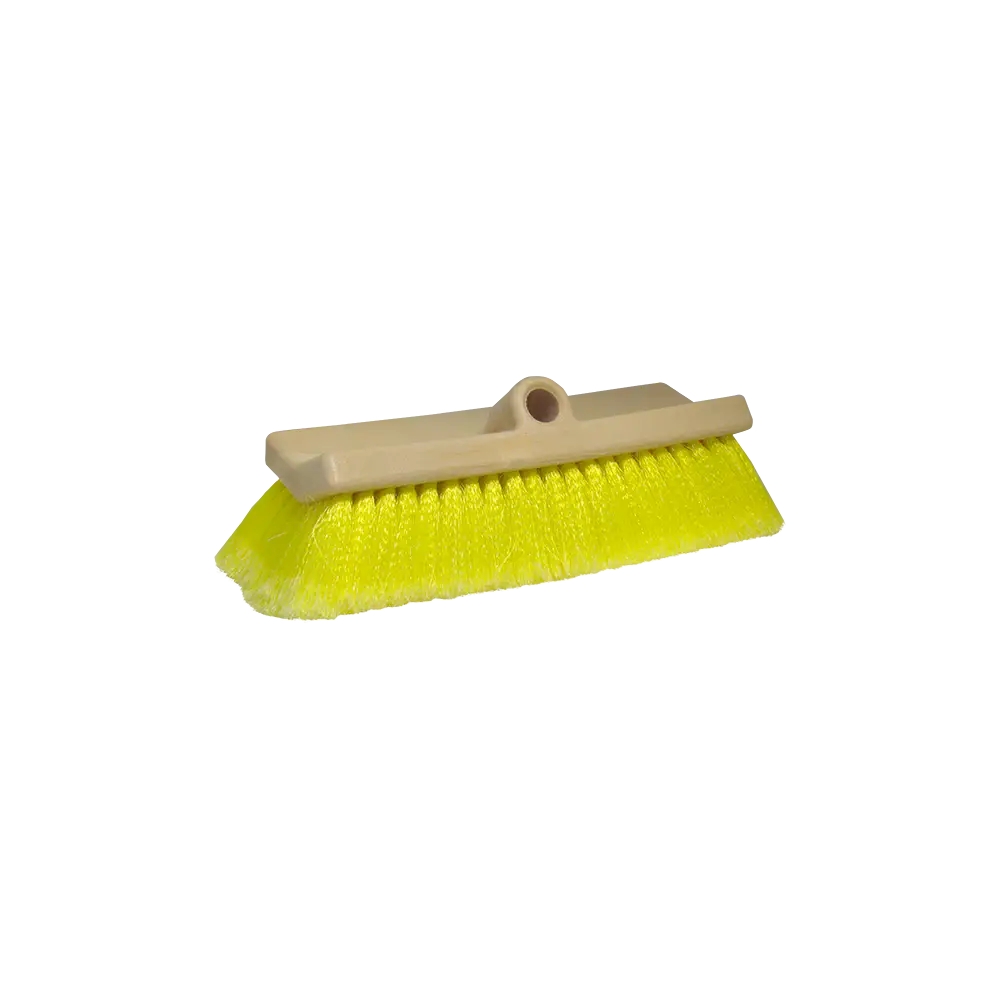 Car Wash Brush With 10 Inch Rectangular Head Yellow Polymer Soft Bristle - STB040014